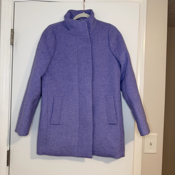 NWT J Crew Lilac Purple Wool Blend Cocoon Pea Coat - Picture 3 of 13